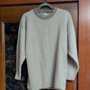 Cozy Beige Herringbone Sweater